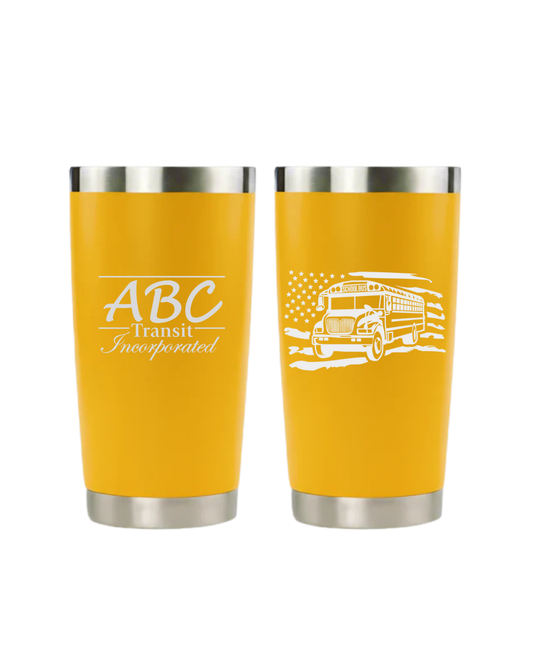 20oz Stainless Tumbler Yellow- Engraved ABC Transit Logo