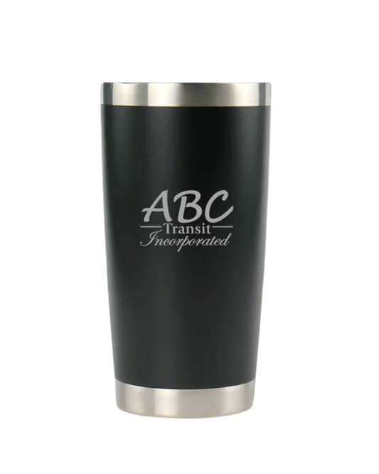 20oz Stainless Tumbler Black- Engraved ABC Transit Logo